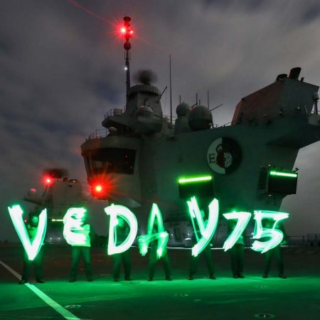 HMS Queen Elizabeth aglow